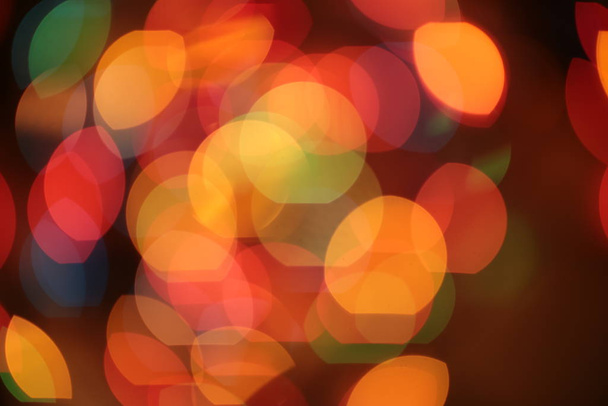 bokeh of colorful lights of garland - Фото, изображение