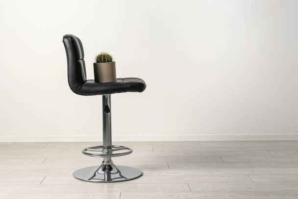 Chair with cactus near white wall, space for text. Hemorrhoids concept - Photo, Image