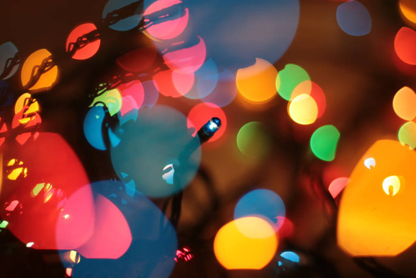 bokeh de luzes coloridas de guirlanda
 - Foto, Imagem