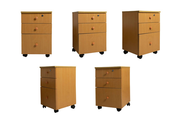 Five different perspective of wooden drawer nightstand. Good for digital artists - Photo, Image