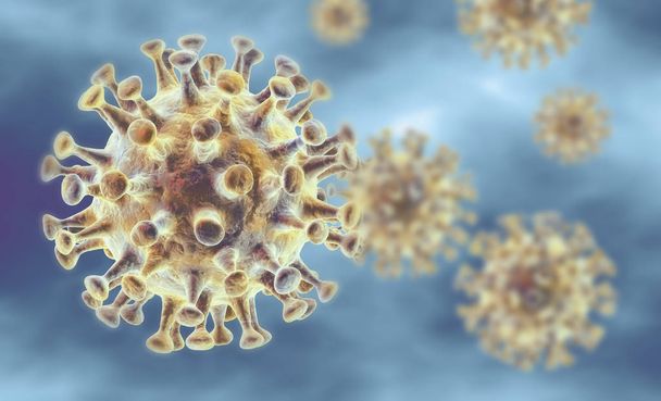 Коронавирус, вирус MERS, Ближневосточный респираторный синдром, 3D i
 - Фото, изображение