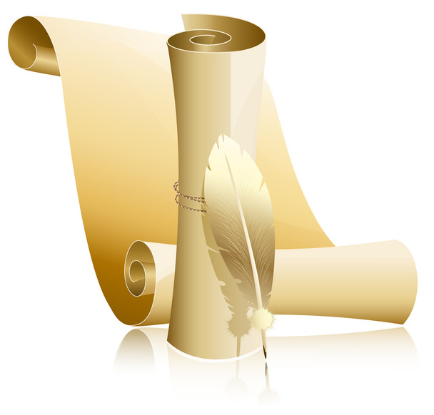 Paper scroll with feather. - Vector, Image