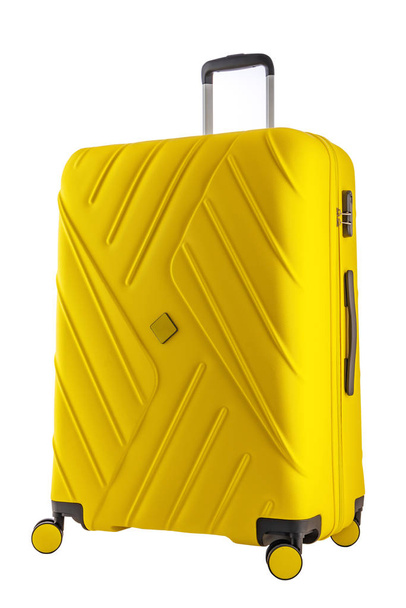 Suitcase with luggage for flight isolated with clipping path - Foto, imagen
