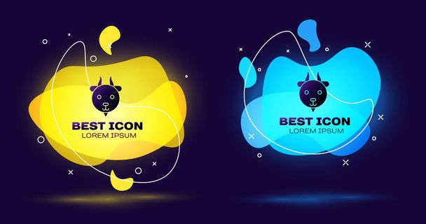 Black Aries zodiac sign icon isolated on blue background. Astrological horoscope collection. Set abstract banner with liquid shapes. Vector Illustration - Vector, Image