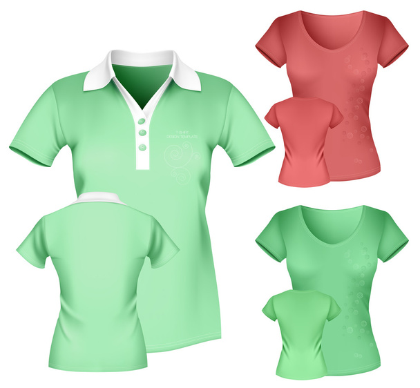 Women's polo shirt and t-shirt design - Διάνυσμα, εικόνα