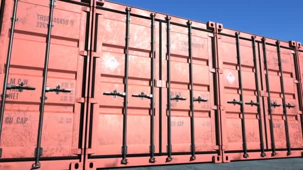 fila de contenedores de carga roja
 - Imágenes, Vídeo