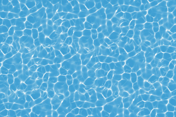 Texture of water surface. Overhead view, Swimming pool bottom caustics ripple and flow with waves background. - Photo, Image