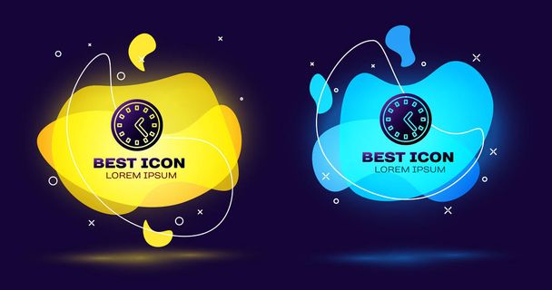 Black Clock icon isolated on blue background. Time symbol. Set abstract banner with liquid shapes. Vector Illustration - Vector, Image