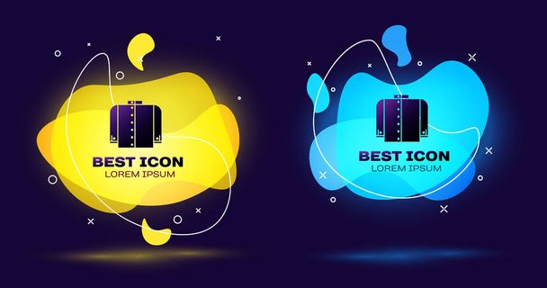 Black T-shirt icon isolated on blue background. Set abstract banner with liquid shapes. Vector Illustration - Vector, Image