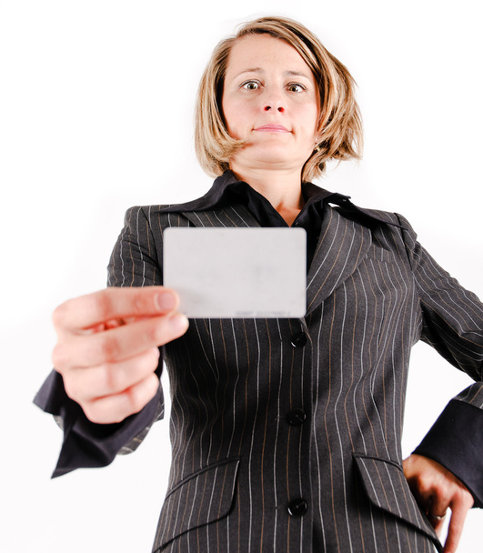 Business woman with a card - Foto, Imagem
