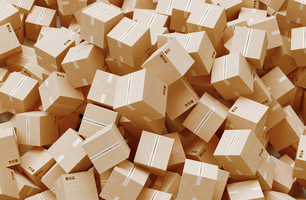 Business Logistics concept. Global business connection technology. Cardboard boxes. 3d rendering - Foto, imagen
