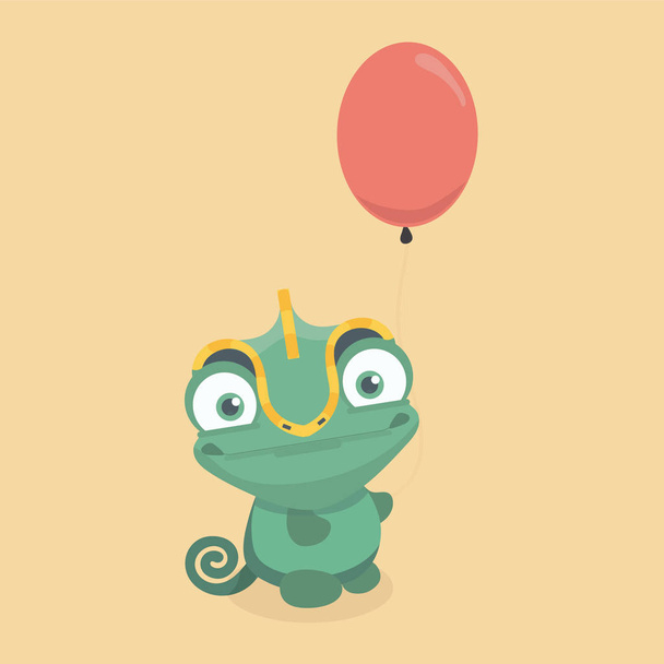 Cute chameleon on pastel background - Vektor, kép