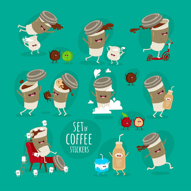 コーヒースタンプのセットベクトルイラスト   - ベクター画像