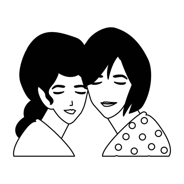 women in love, women embracing each other affectionately - Vector, Image