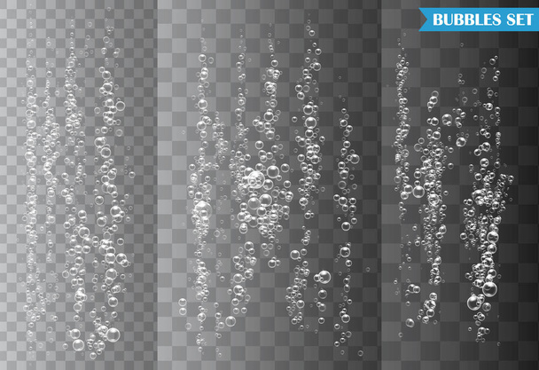 透明な背景に隔離された水の下の泡のセット。ベクターイラスト - ベクター画像