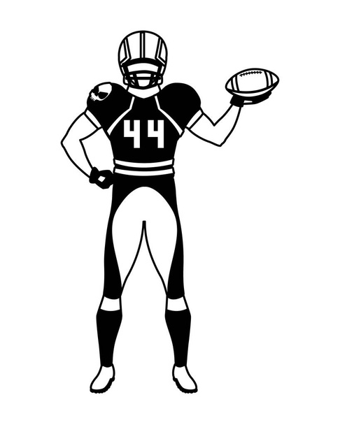 uomo squadra giocatore di football americano con uniforme su sfondo bianco
 - Vettoriali, immagini