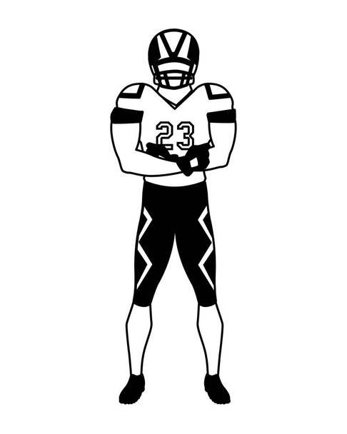 man team player american football with uniform on white background - Vector, Image