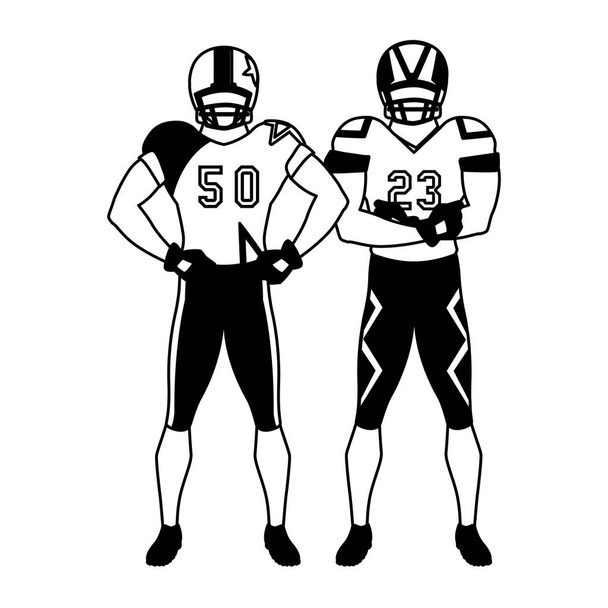 uomini giocatori di football americano su sfondo bianco
 - Vettoriali, immagini