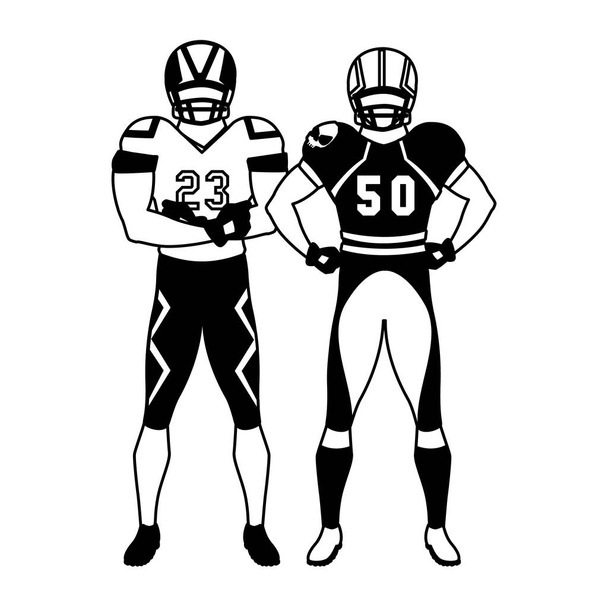 uomini giocatori di football americano su sfondo bianco
 - Vettoriali, immagini