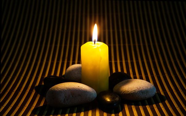Zen Stones and Candle - Foto, afbeelding