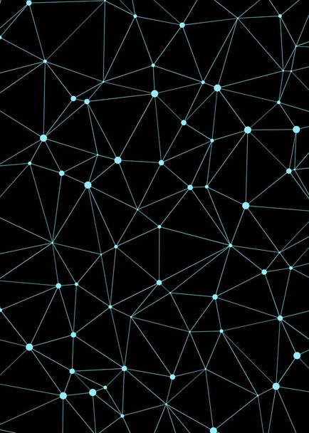 patrón poligonal abstracto de polietileno bajo con líneas y puntos conectados sobre fondo negro
 - Vector, Imagen