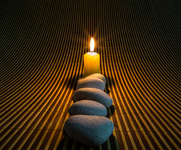 Zen Stones and Candle - Fotoğraf, Görsel