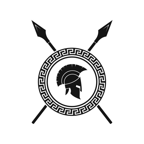 Ilustración vectorial del logotipo del casco espartano sobre fondo blanco. Aislado
. - Vector, Imagen