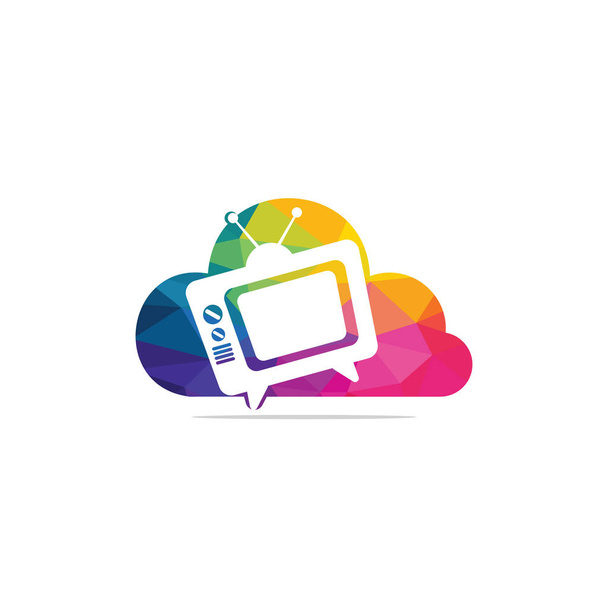 Tv cloud logo design. Televizní značka Cloud computing. - Vektor, obrázek