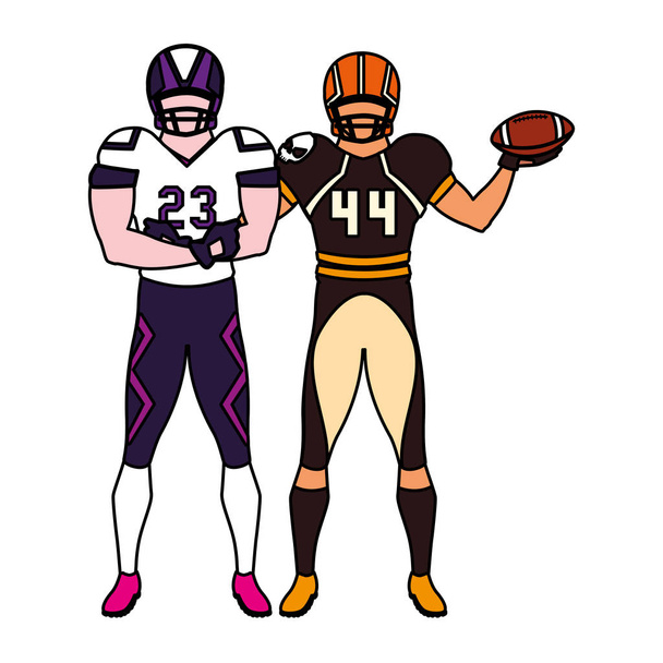 men players american football on white background - Vector, Image