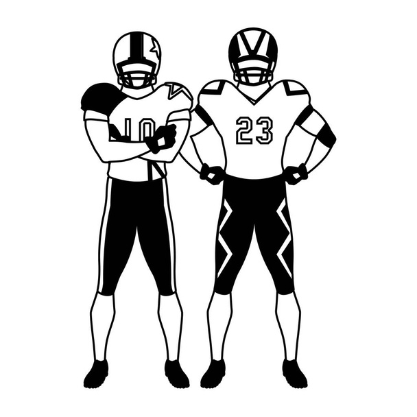 Männer Spieler American Football auf weißem Hintergrund - Vektor, Bild