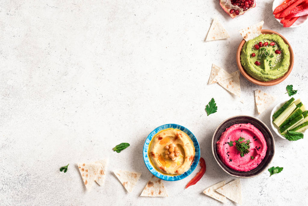 Colorful Dips Hummus - Foto, Imagen