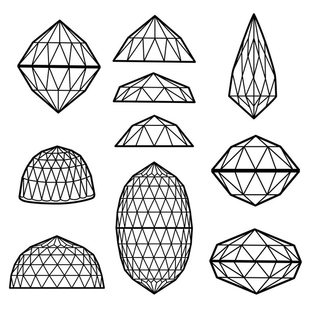 Conjunto vetorial de elementos de design de diamante - amostras de corte. Gemstone. Bijuteria
. - Vetor, Imagem