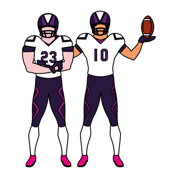 Team von Spielern American Football, Sportler mit Uniform - Vektor, Bild