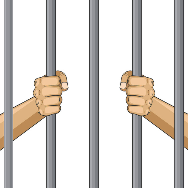 Hands of prison. Vector illustration, isolated on white. - Vector, Image