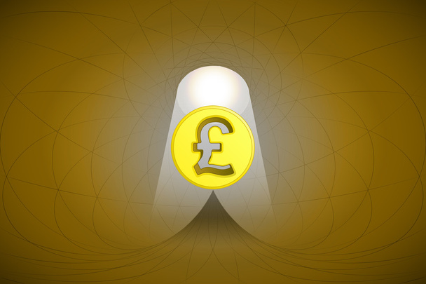 heavenly space with light beam highlights pound coin vector - Vector, Image