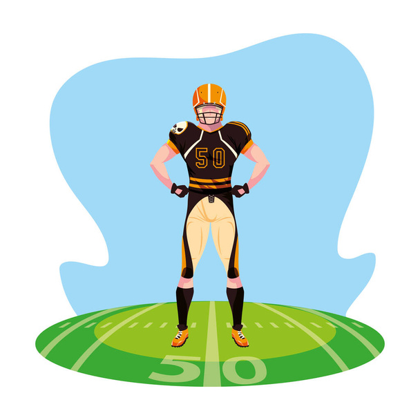 male american football team player on the stadium grass - Vector, Image
