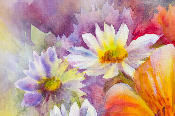 Bright bouquet of spring flowers oil painting. - Fotoğraf, Görsel