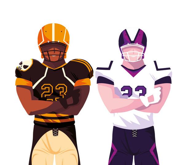 men players american football on white background - Vector, Image