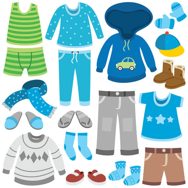 Kolorowe ubrania dla małych dzieci - Wektor, obraz