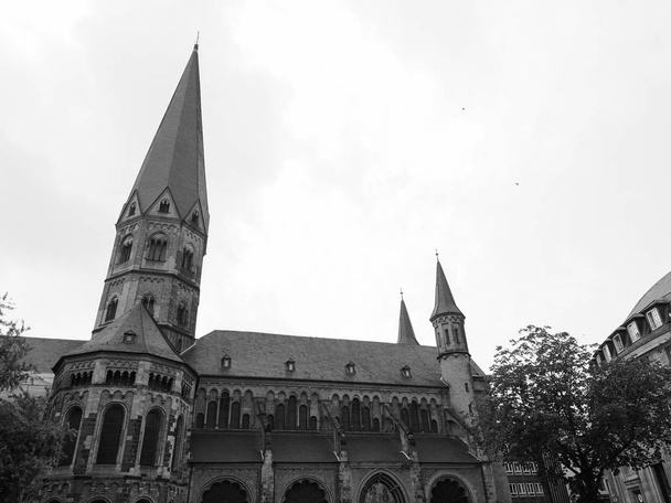 Bonner Muenster (Bonn Minster) basilica church in Bonn, black an - Photo, Image