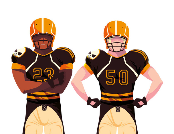 Team von Spielern American Football, Sportler mit Uniform - Vektor, Bild