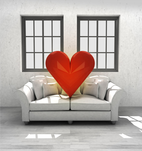kanapa miłości w nowoczesnym domu projektowanie wnętrz - Zdjęcie, obraz