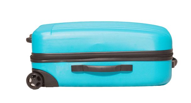Modern blue suitcase isolated on white background. - Fotó, kép