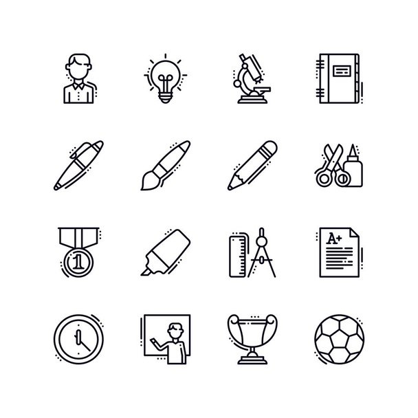 Education Line Icons - Set 3. Set of education icons, great for presentations, web design or any type of design projects. - Vector, Image