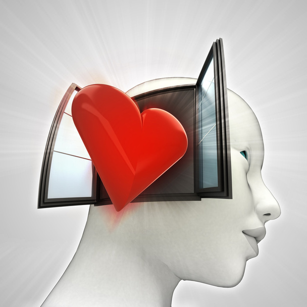 amor saliendo o en la cabeza humana a través del concepto de ventana
 - Foto, imagen