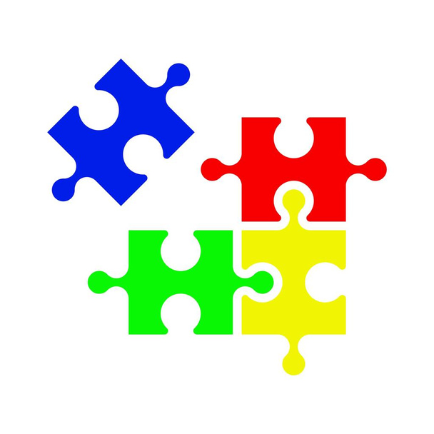 Vettore puzzle colorato, quattro pezzi isolati - Vettoriali, immagini