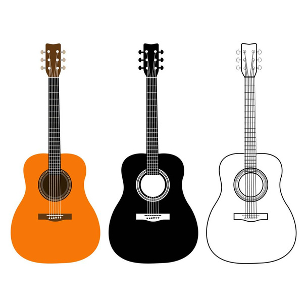Guitares acoustiques isolées sur fond blanc. Illustration vectorielle
 - Vecteur, image