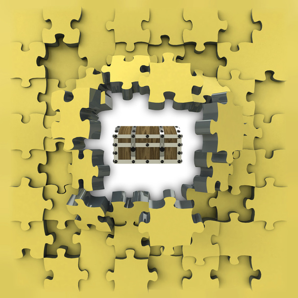 謎の胸の考え啓示と黄色のパズル ジグソー パズル - 写真・画像