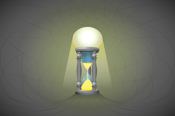 heavenly space with light beam highlights sandglass vector - Vector, Image