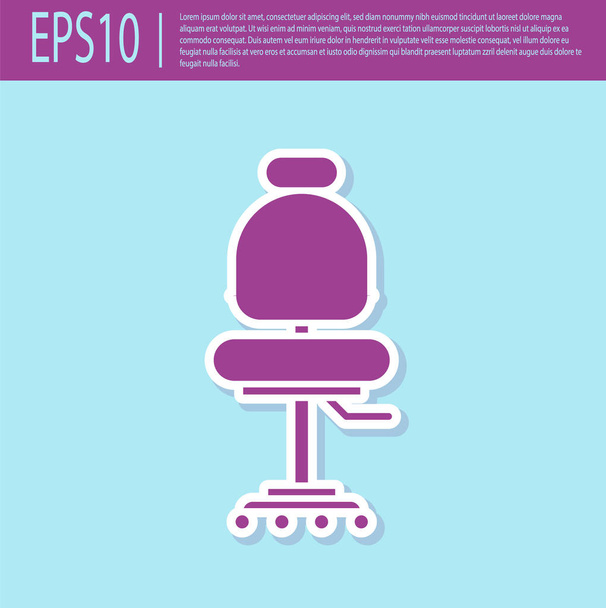 Retro lila irodai szék ikon elszigetelt türkiz háttér. Vektorillusztráció - Vektor, kép